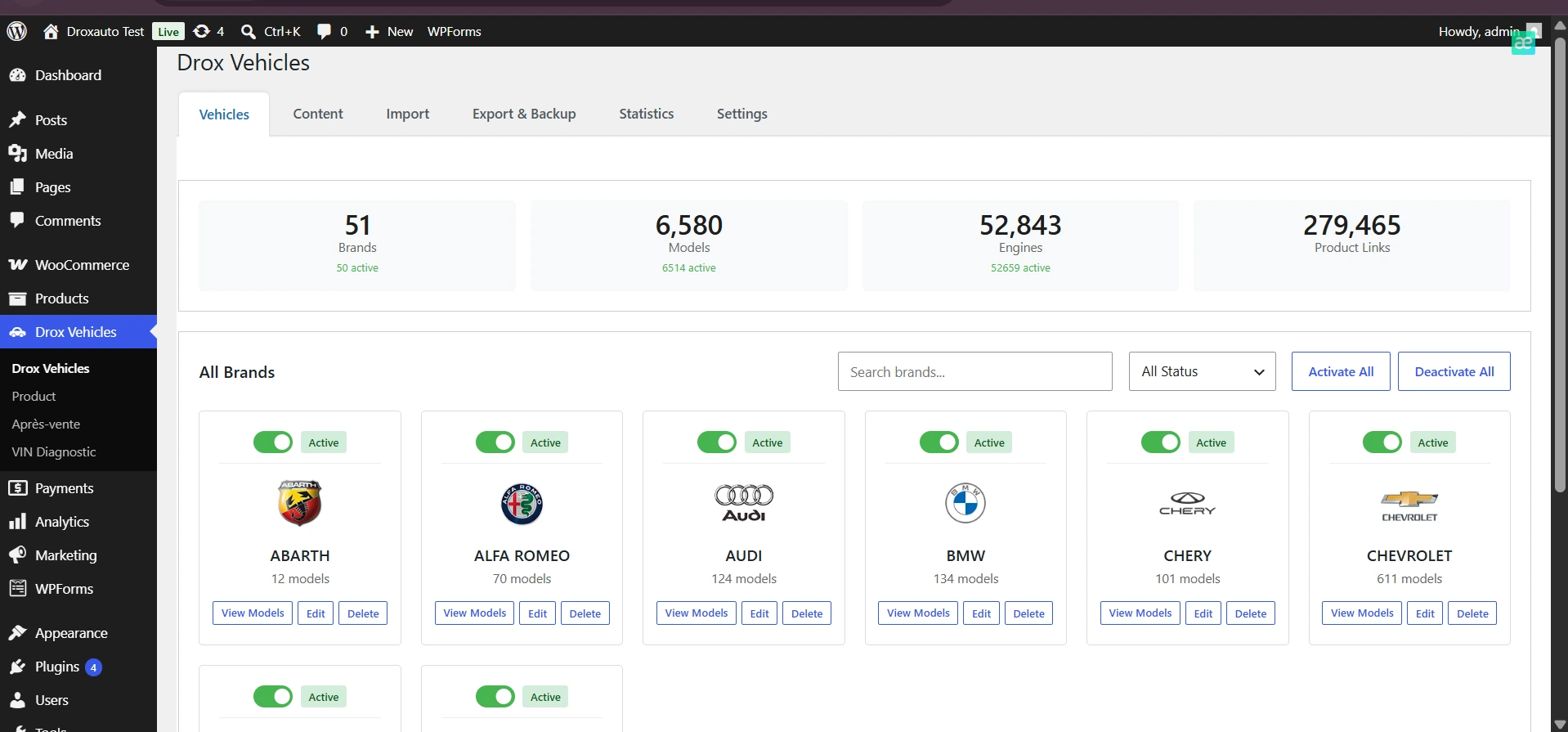 Drox Vehicle Manager – WordPress Vehicle Compatibility & WooCommerce Order Management Plugin screenshot 1