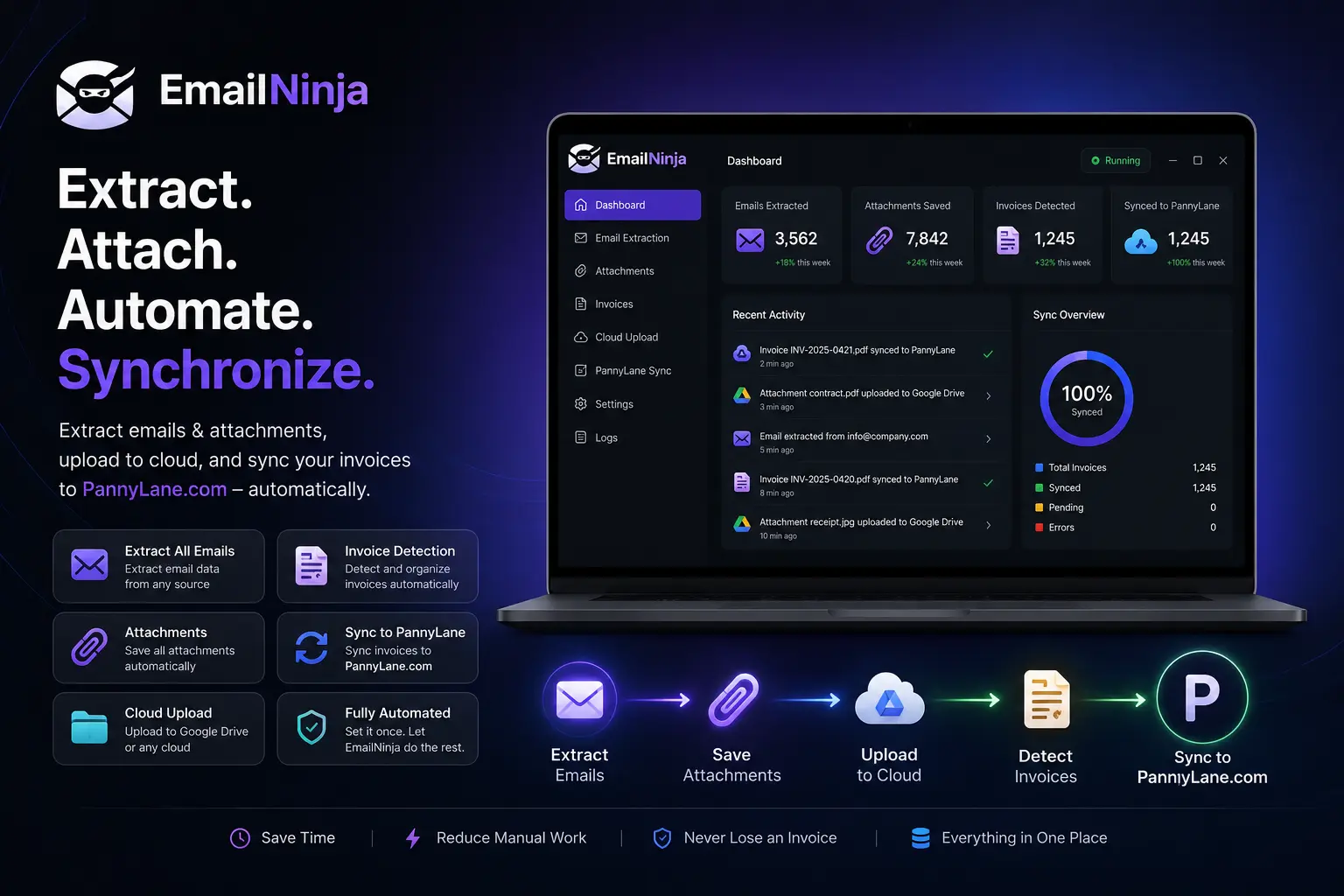 EmailNinja – Email Extraction & Invoice Processing Desktop App