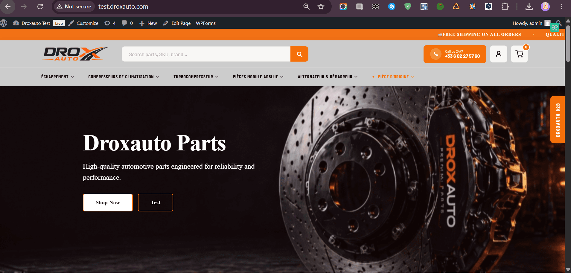 Drox Auto – Custom WordPress/WooCommerce Theme with B2B/B2C Dual Structure screenshot 1